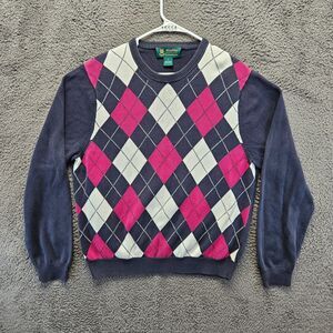 Brooks Brother St Andrew Links Sweater Men‎ Size Large Blue Pink Argyle